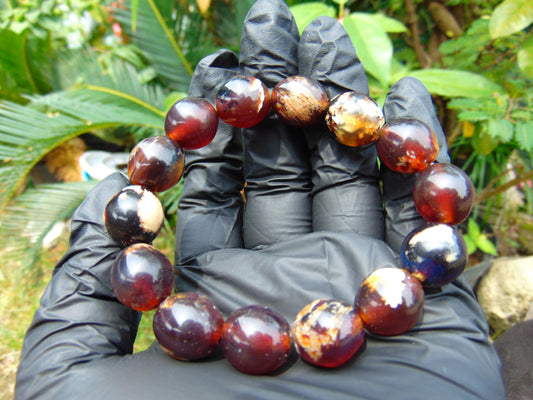 23 gram 14 Beads Mala Bracelet Indonesian amber 13x16 mm for Healing A14G86