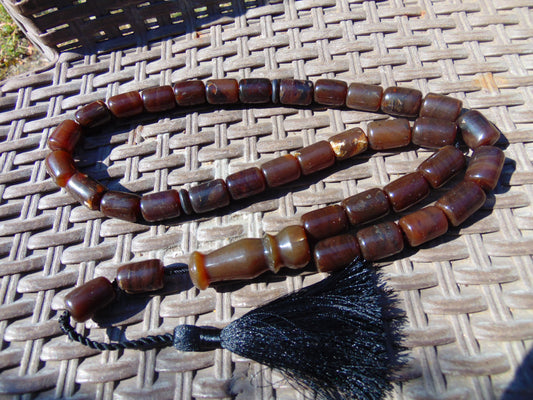 99 gr Tasbih Mesbah Rosary Komboloi 33+2 Beads Indonesian Caramel Amber for Healing 26TBA12