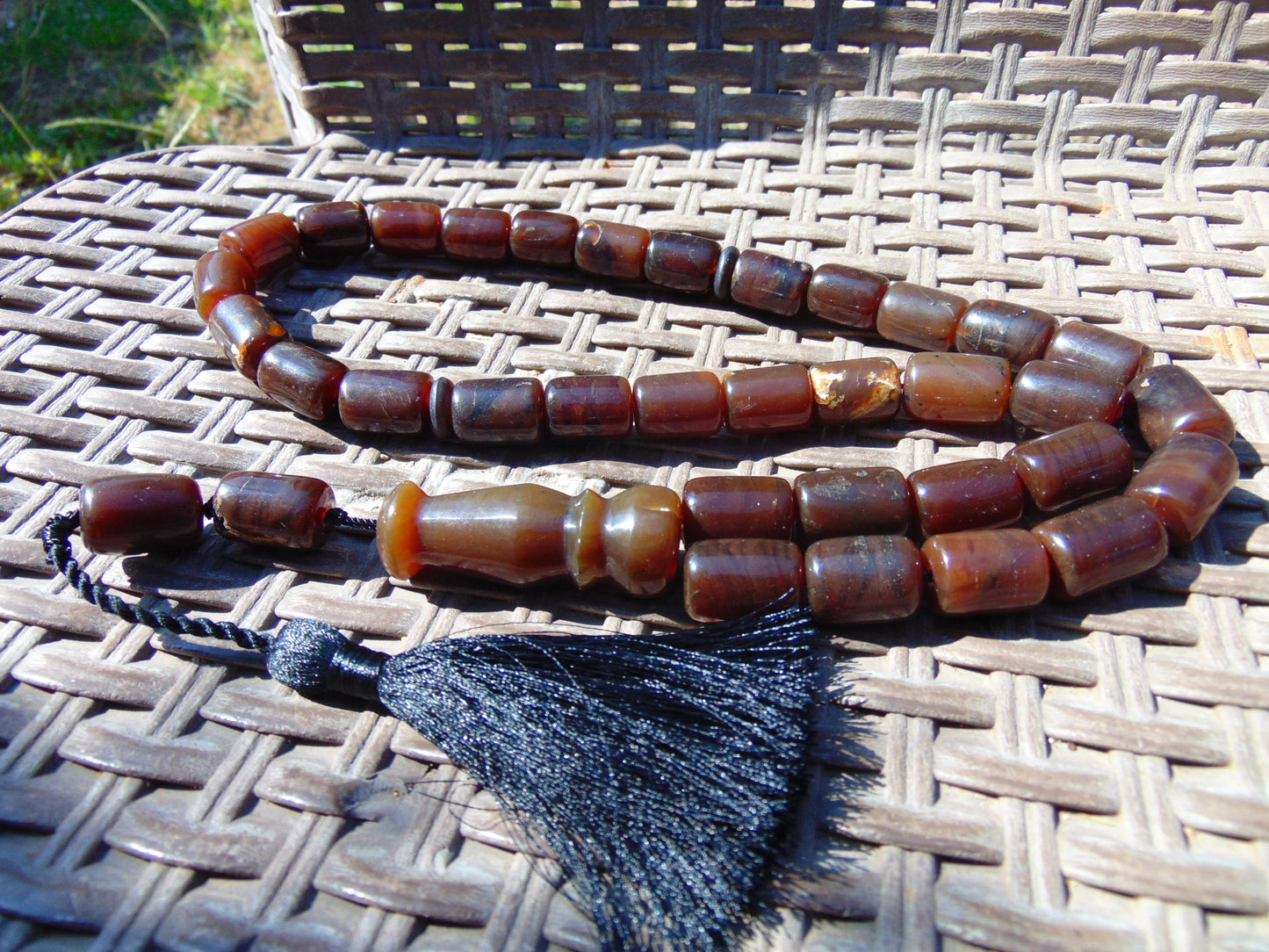 99 gr Tasbih Mesbah Rosary Komboloi 33+2 Beads Indonesian Caramel Amber for Healing 26TBA12