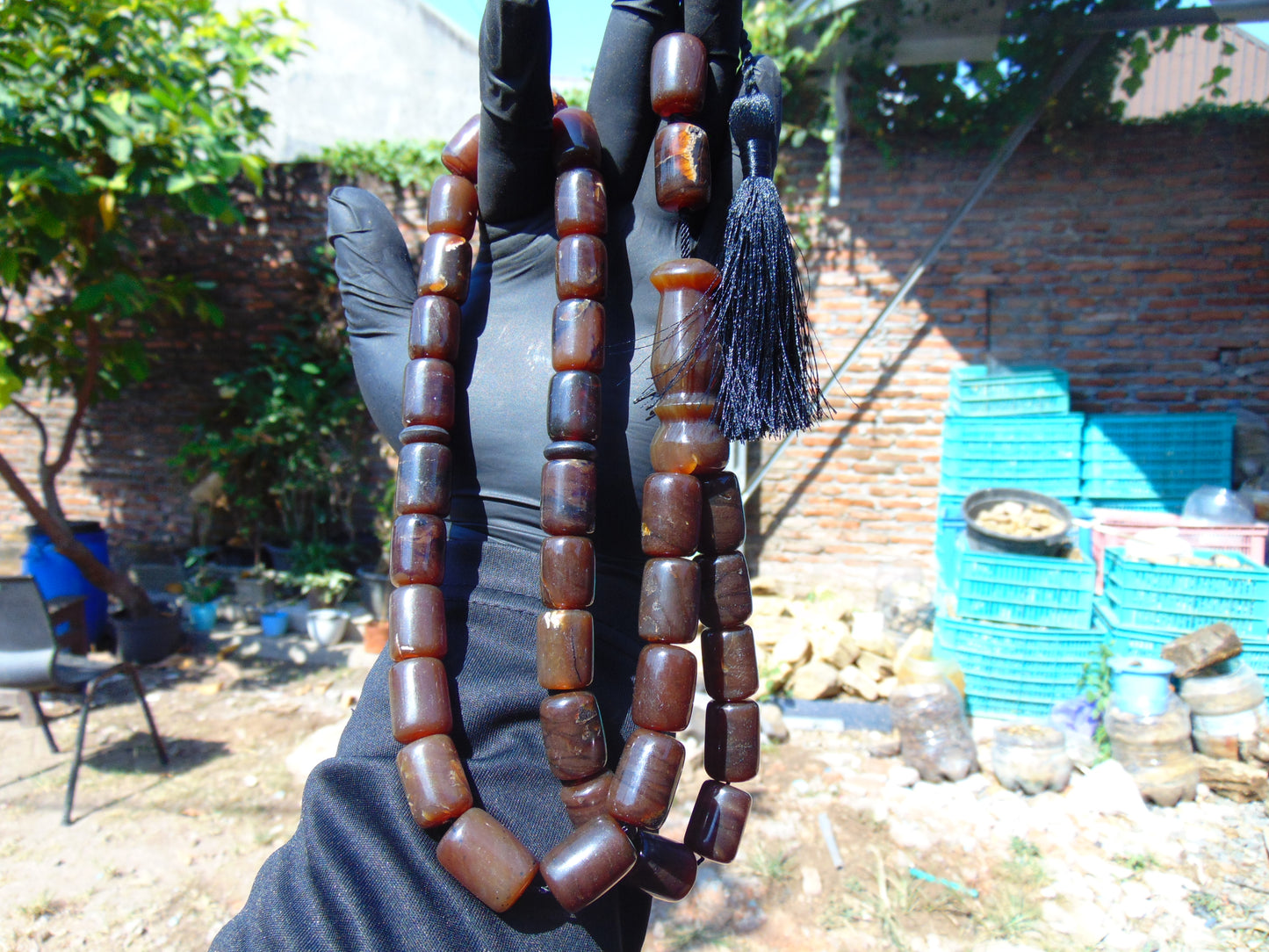 99 gr Tasbih Mesbah Rosary Komboloi 33+2 Beads Indonesian Caramel Amber for Healing 26TBA12
