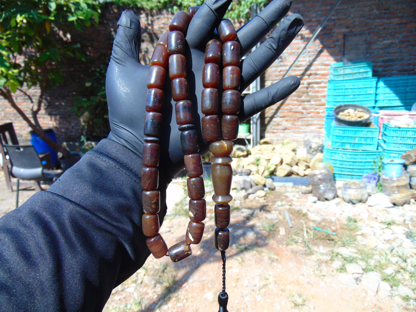 99 gr Tasbih Mesbah Rosary Komboloi 33+2 Beads Indonesian Caramel Amber for Healing 26TBA12