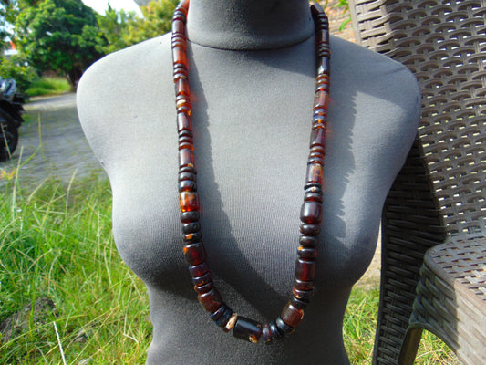 82 gr 73 Beads Combination Beads Necklace Indonesian Sumatra Amber for Healing string 50 cm No.21