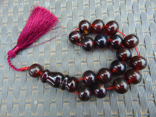 51 gr Hand Tasbih 17 Beads 18 mm Indonesian Red Amber for Healing TR7