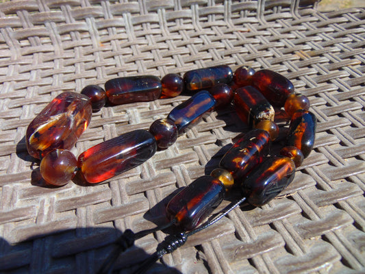 84 gr Small Necklace beads Indonesian Blue Amber for Healing 26NA24