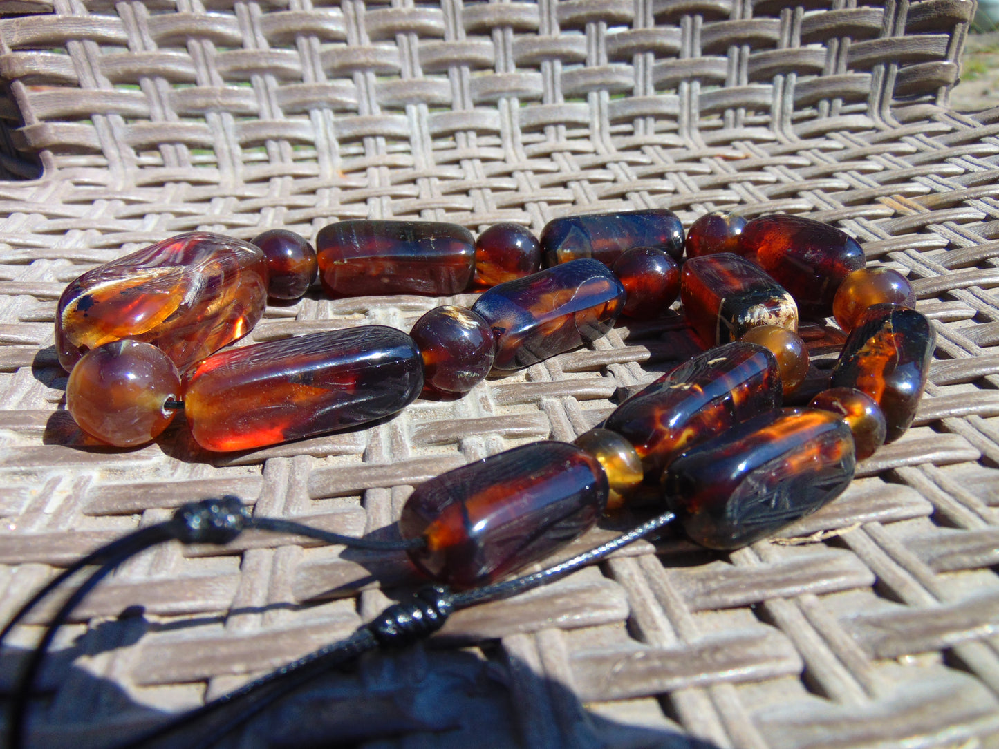 84 gr Small Necklace beads Indonesian Blue Amber for Healing 26NA24