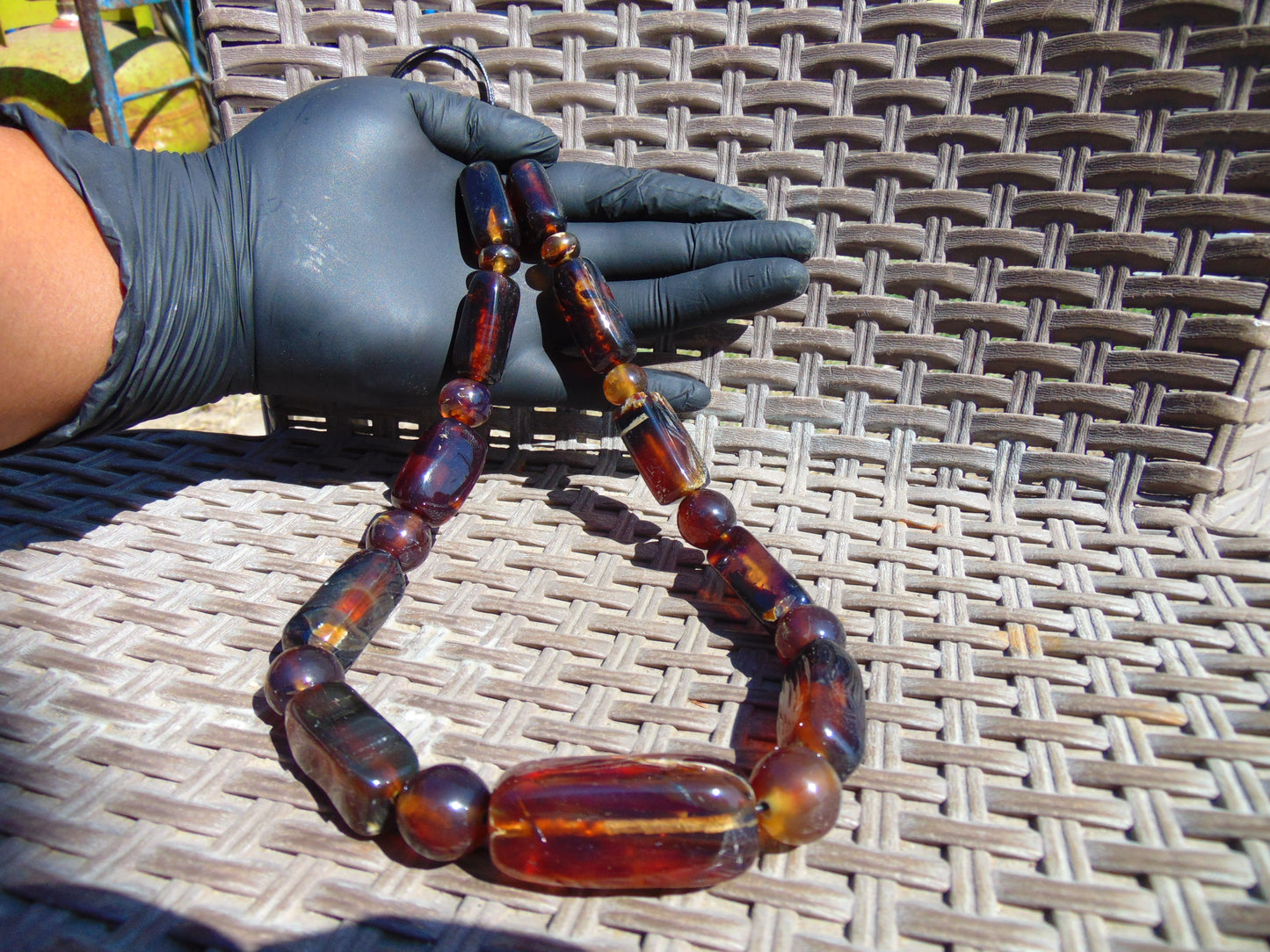 84 gr Small Necklace beads Indonesian Blue Amber for Healing 26NA24