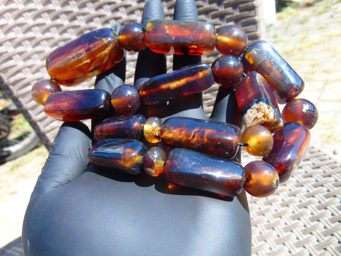 84 gr Small Necklace beads Indonesian Blue Amber for Healing 26NA24