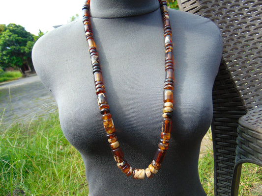 62 gr 73 Beads Combination Necklace Indonesian Sumatra Amber for Healing string 50 cm No.25