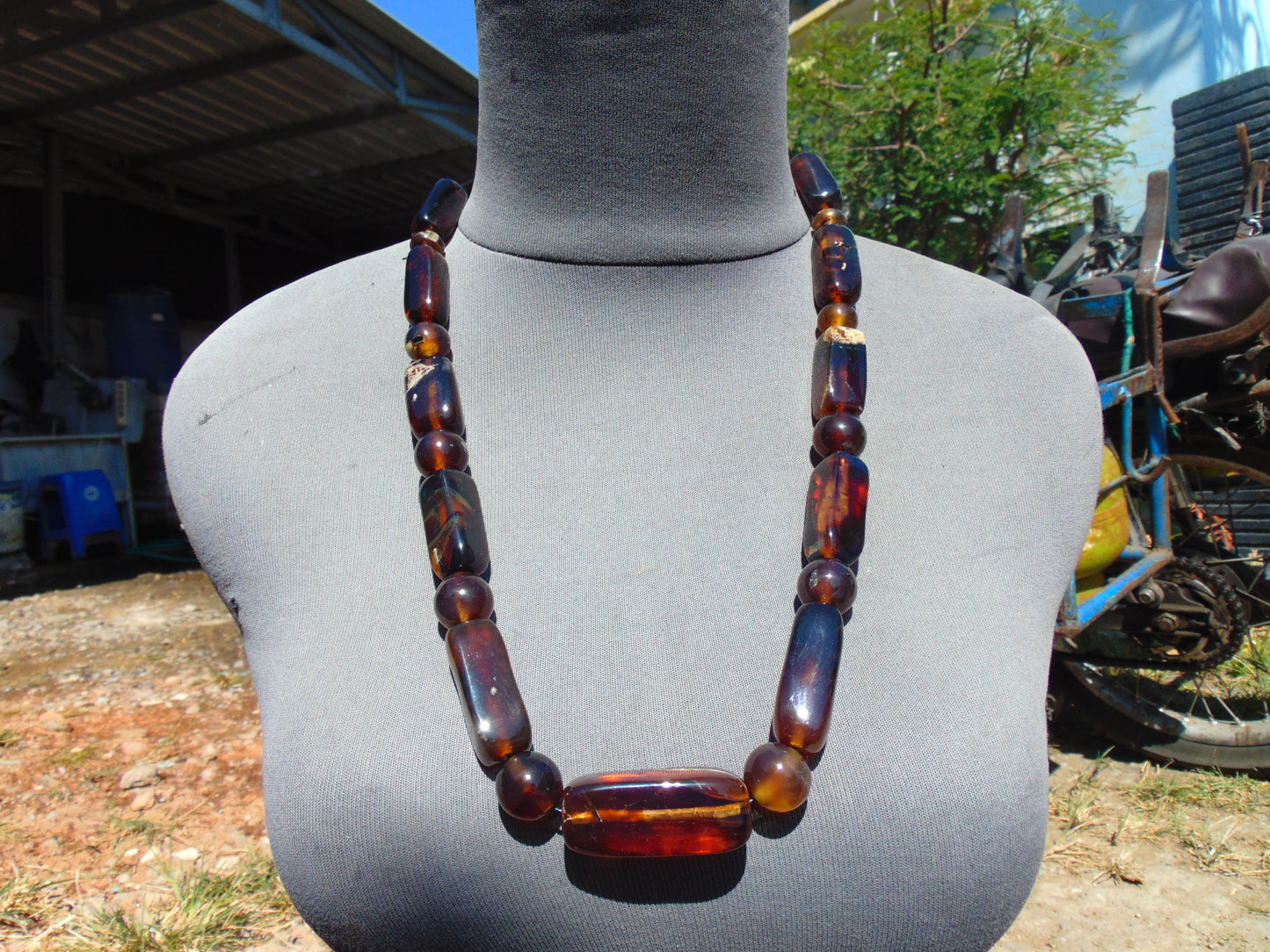 84 gr Small Necklace beads Indonesian Blue Amber for Healing 26NA24