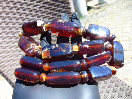 117 gr Small Necklace beads Indonesian Red Blue  Amber for Healing 26NA22