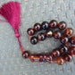 50 gr Hand Tasbih 17 Beads 18 mm Indonesian Red Yellow Bluish Amber for Healing TR14