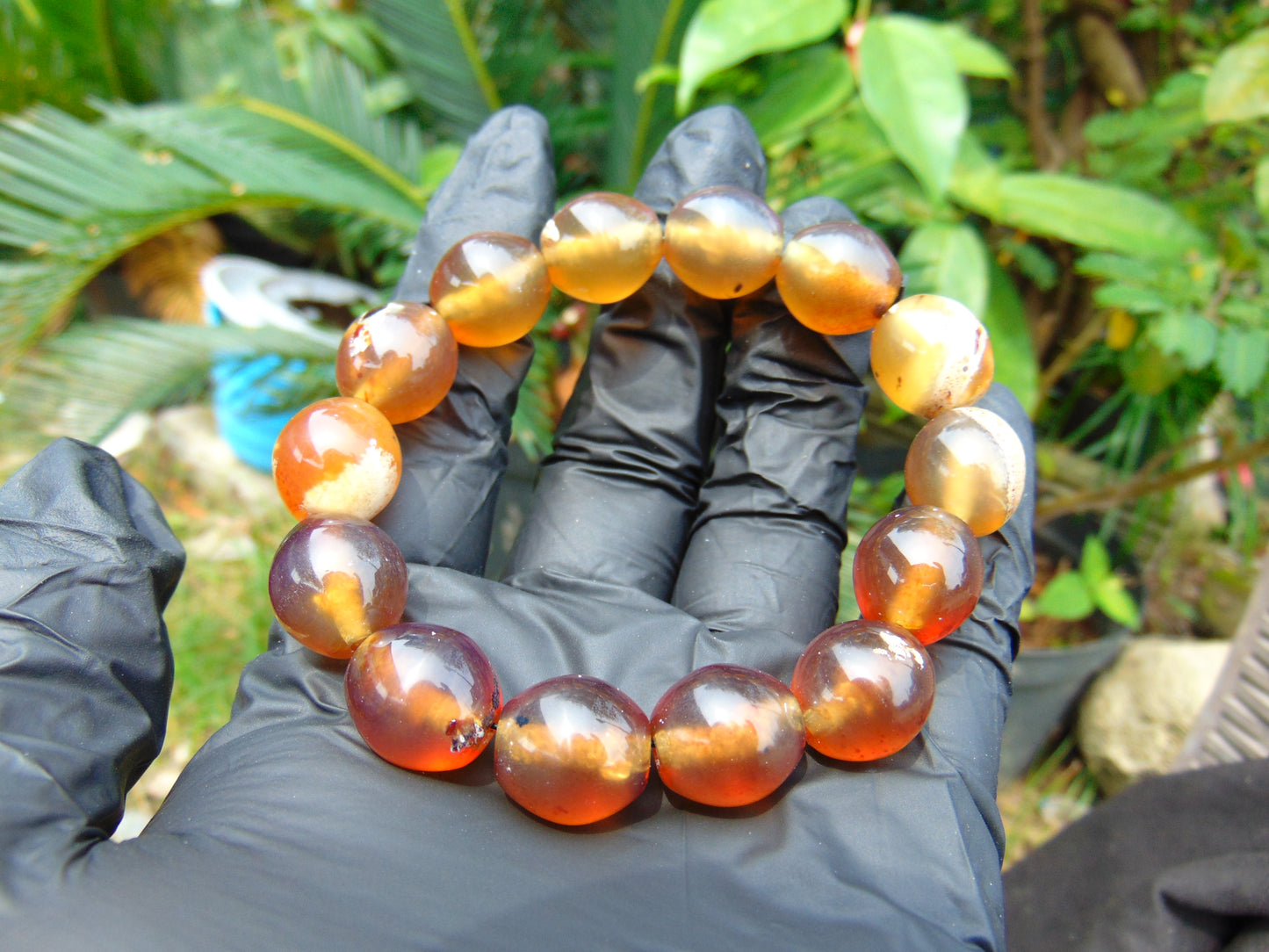 23 gram 14 Beads Mala Bracelet Indonesian amber 13x16 mm for Healing A14G88