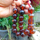 50 gr Hand Tasbih 17 Beads 18 mm Indonesian Red Yellow Bluish Amber for Healing TR14