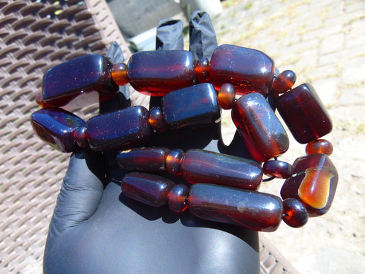 99 gr Small Necklace beads Indonesian Cherry Red Amber for Healing 26NA20