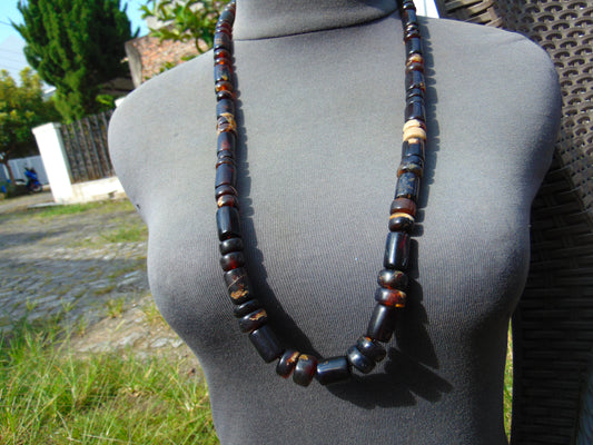 67 gr 61 Beads Combination Necklace Indonesian Sumatra Amber for Healing string 50 cm No.28