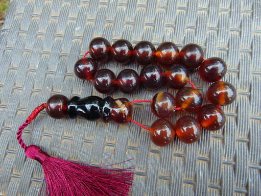50 gr Hand Tasbih 17 Beads 18 mm Indonesian Crystal Red Amber for Healing TR13