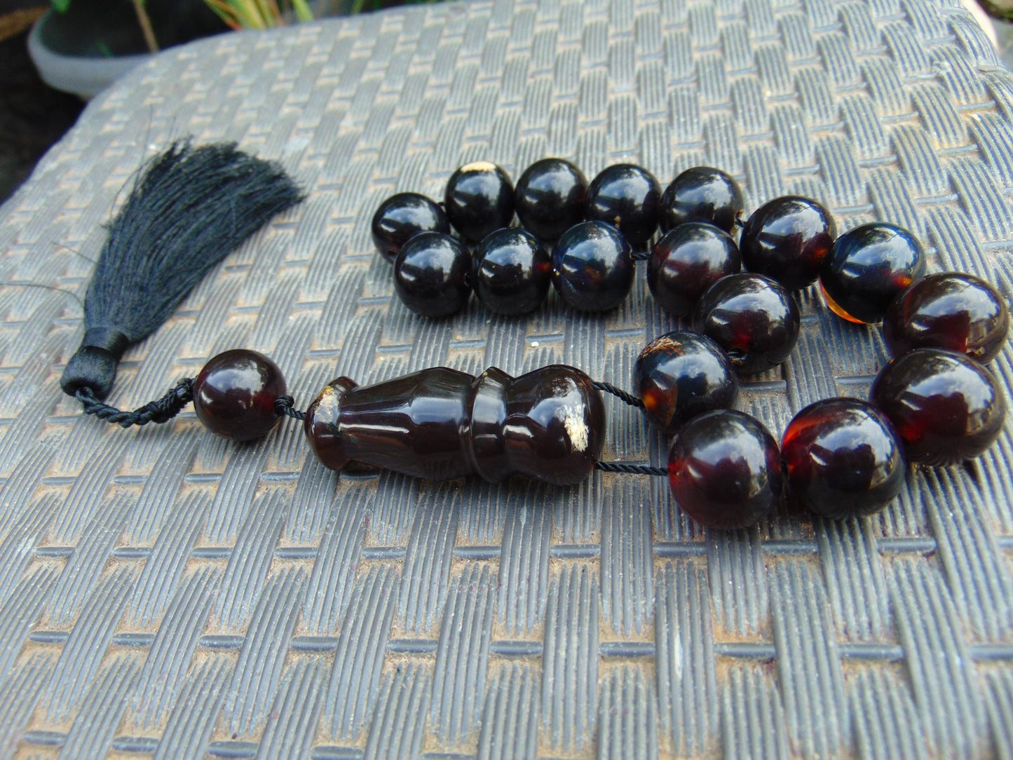 56 gr hand Tasbih 17 Beads 18 mm Indonesian Black Amber for Healing TR12
