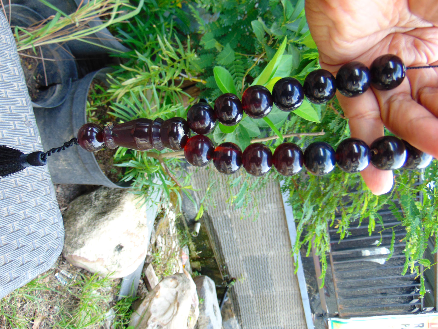 56 gr hand Tasbih 17 Beads 18 mm Indonesian Black Amber for Healing TR12