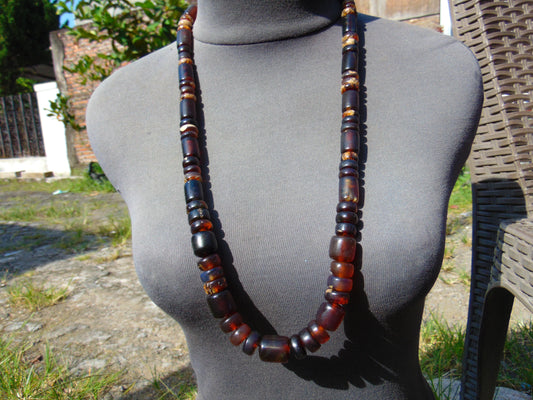 72 gr 35 Beads Combination Beads Necklace Indonesian Sumatra Amber for Healing string 50 cm No.22