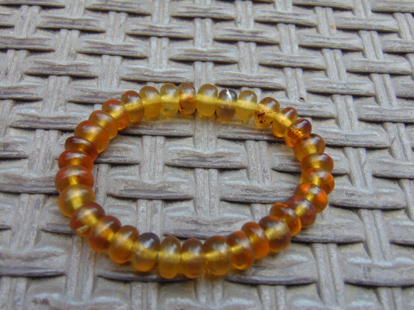 11 Gram Small Beads Bracelet Indonesian Yellow Blue Amber for Healing A33G348