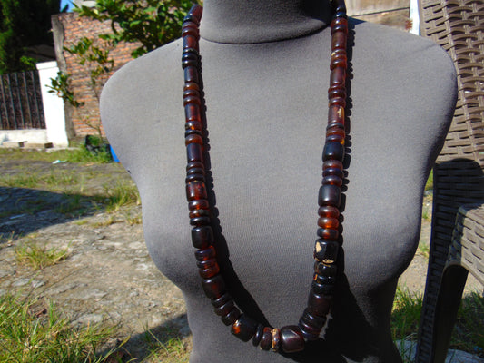 92 gr 69 Beads Combination Beads Necklace Indonesian Sumatra Amber for Healing string 50 cm No.29