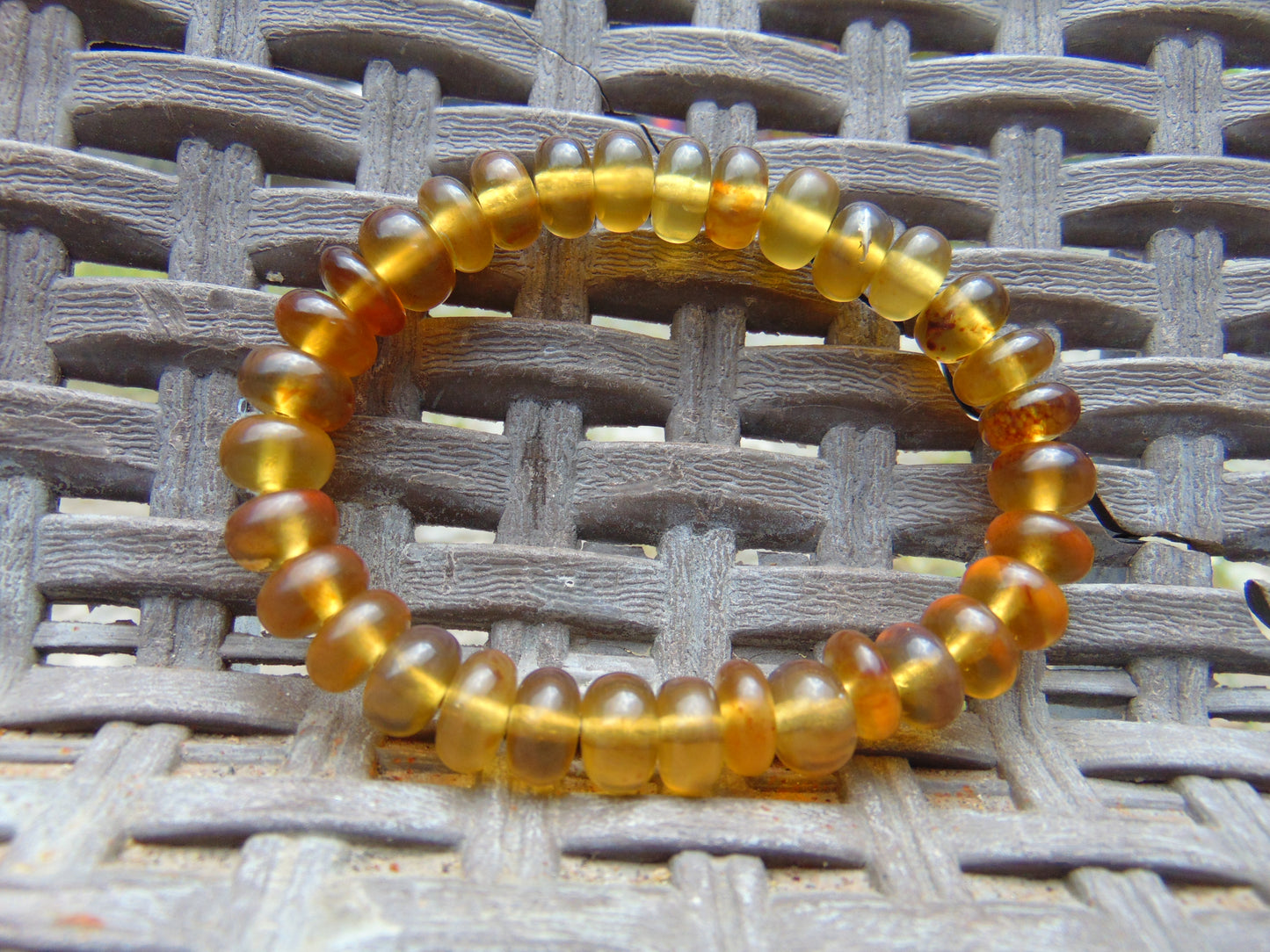 11 Gram Small Beads Bracelet Indonesian Yellow Blue Amber for Healing A33G348