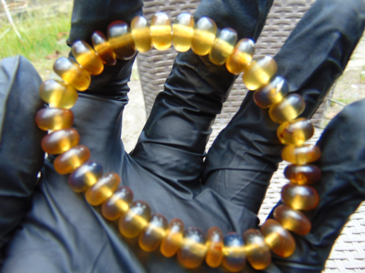 11 Gram Small Beads Bracelet Indonesian Yellow Blue Amber for Healing A33G348