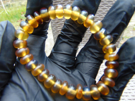 11 Gram Small Beads Bracelet Indonesian Yellow Blue Amber for Healing A33G348