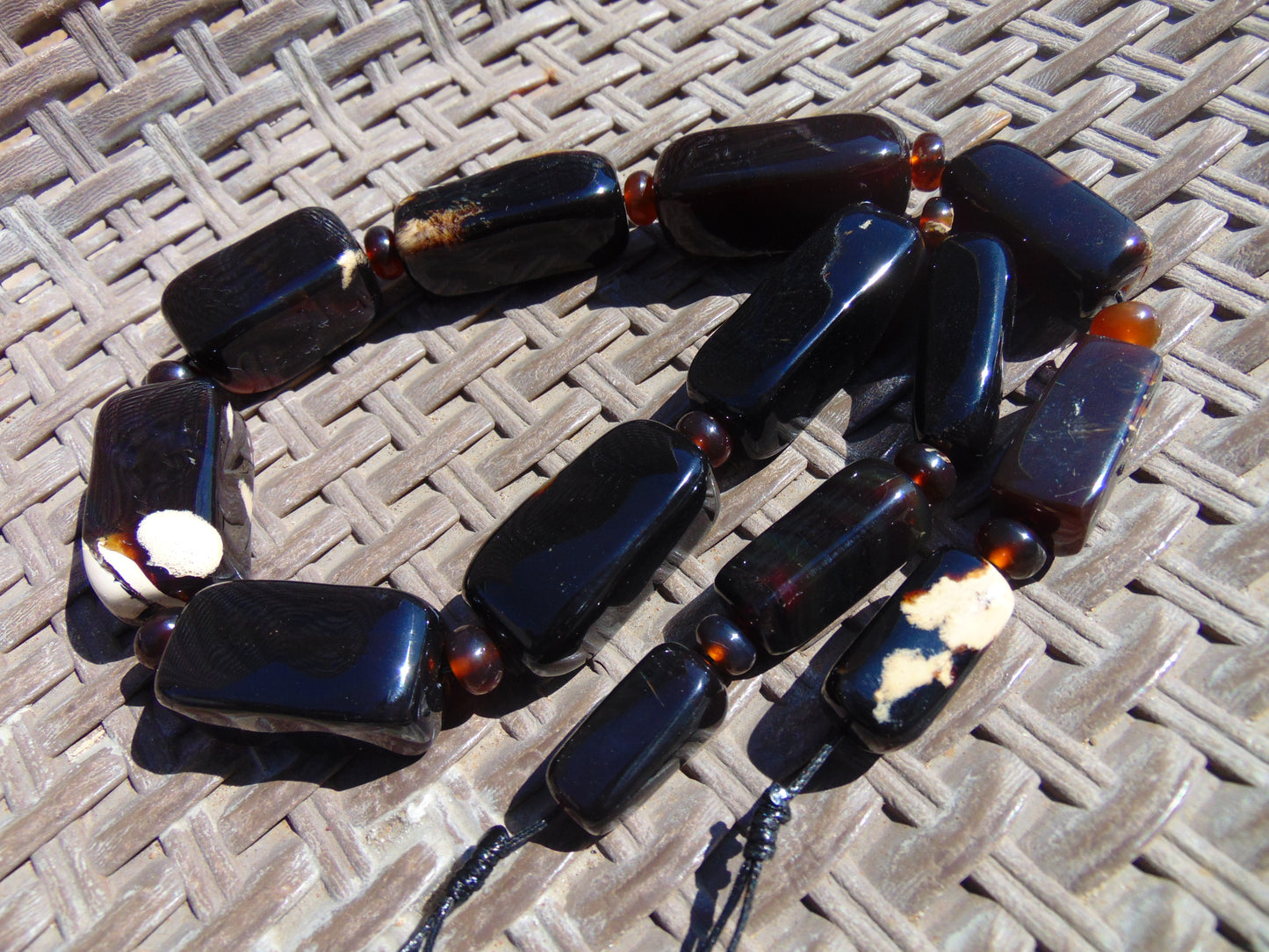 128 gr Small Necklace beads IndonesianDark Blue Amber for Healing 26NA34