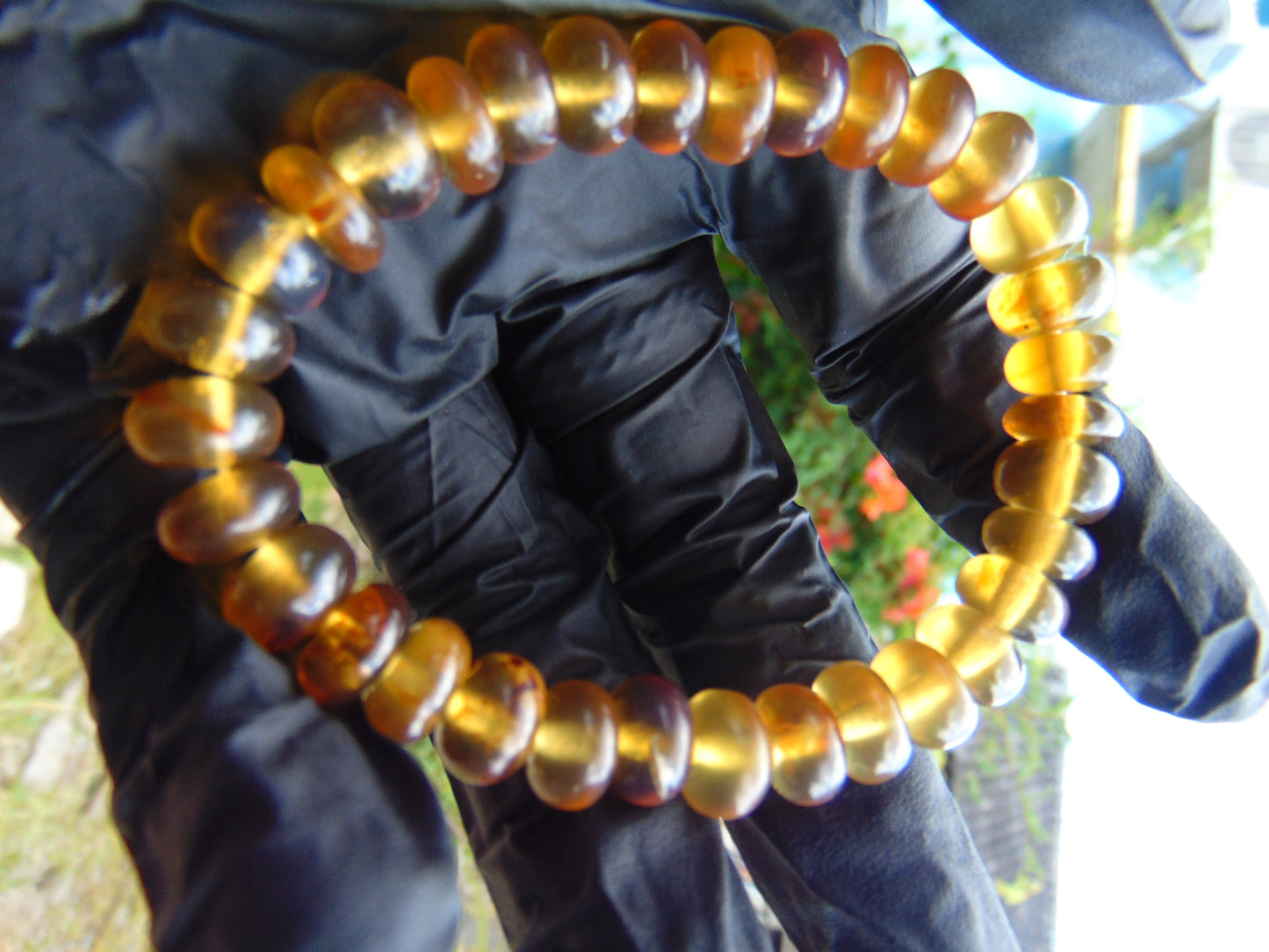 11 Gram Small Beads Bracelet Indonesian Yellow Blue Amber for Healing A33G348