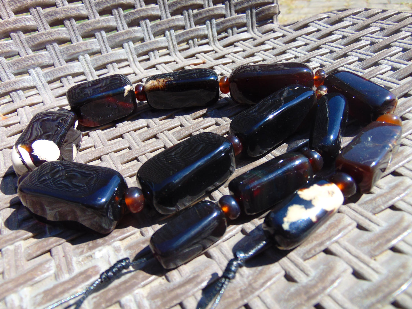 128 gr Small Necklace beads IndonesianDark Blue Amber for Healing 26NA34