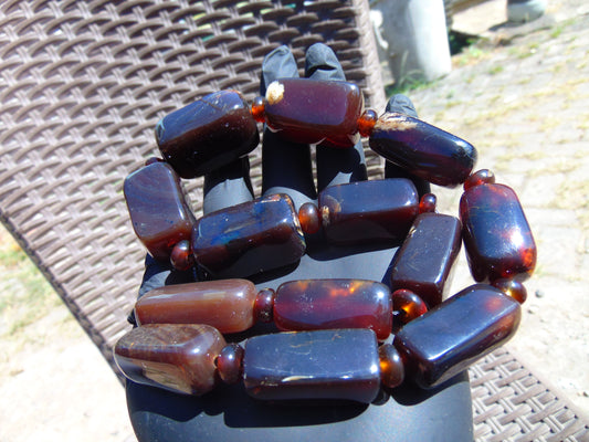 100 gr Small Necklace beads Indonesian Red Blue Amber for Healing 26NA33