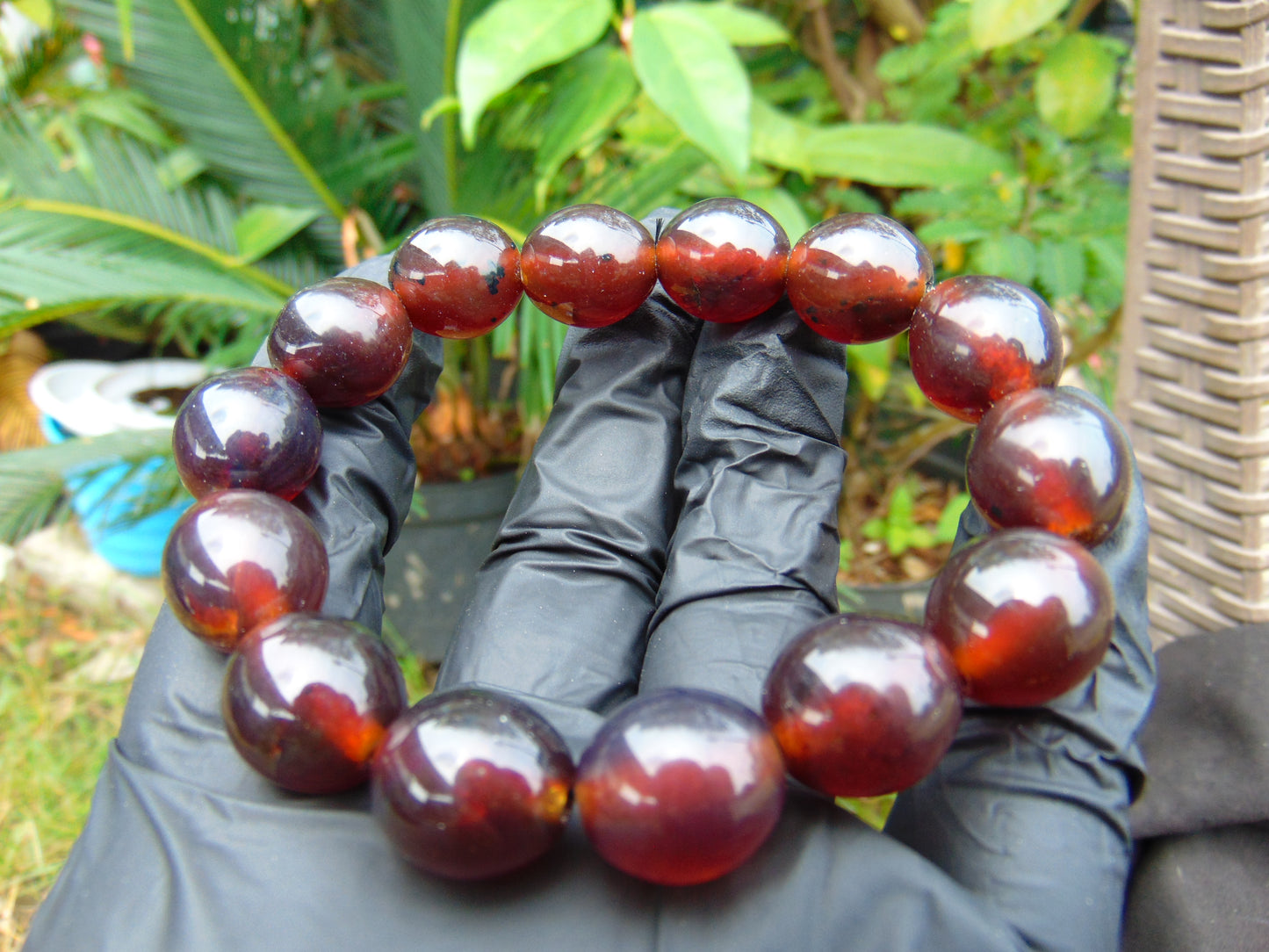 23 gram 14 Beads Mala Bracelet Indonesian amber 13x16 mm for Healing A14G93