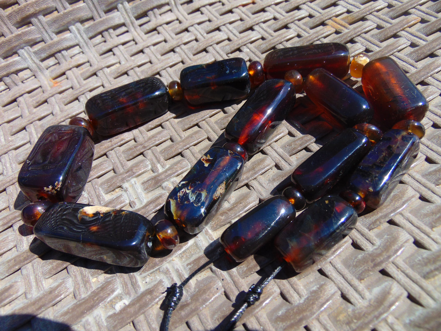 107 gr Small Necklace beads Indonesian Crystal Dark Blue Amber for Healing 26NA26