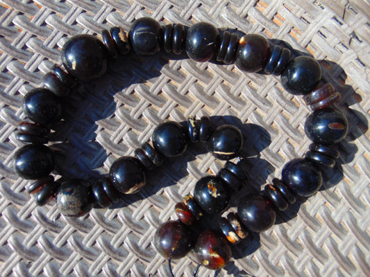 220 gr 49 Beads Combination Necklace Indonesian Sumatra Amber for Healing string 50 cm NC43