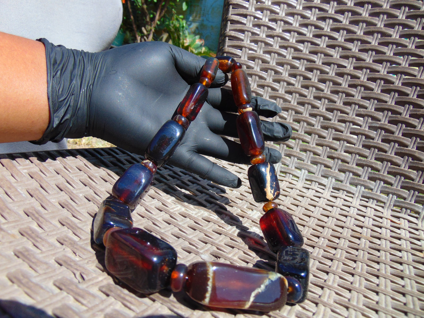 120 gr Small Necklace beads Indonesian Crystal Blue Red Amber for Healing 26NA18