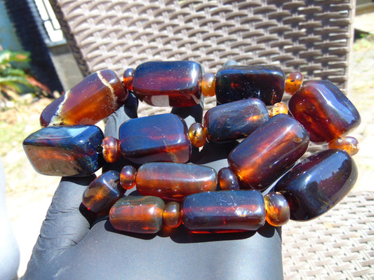 120 gr Small Necklace beads Indonesian Crystal Blue Red Amber for Healing 26NA18