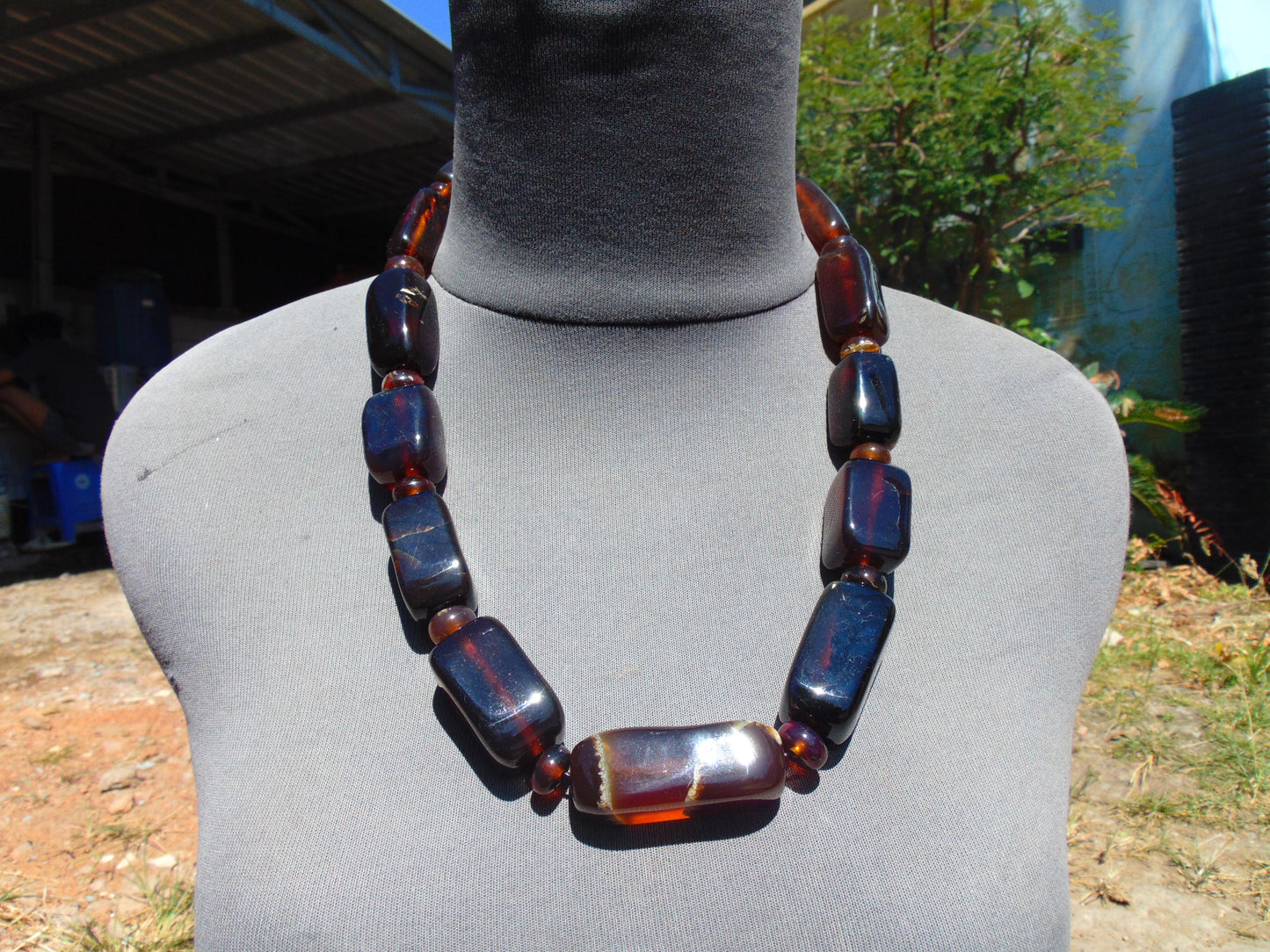 120 gr Small Necklace beads Indonesian Crystal Blue Red Amber for Healing 26NA18