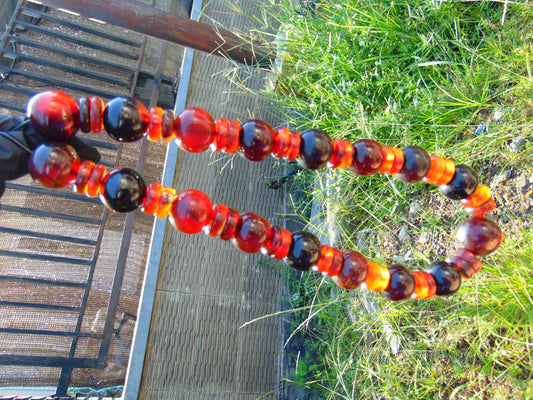 218 gr 49 Beads Combination Necklace Indonesian Sumatra Amber for Healing string 50 cm NC46