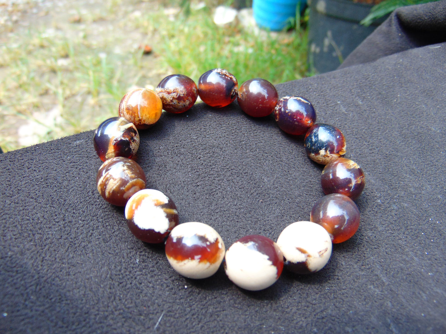 23 gram 14 Beads Mala Bracelet Indonesian amber 13x16 mm for Healing A14G103