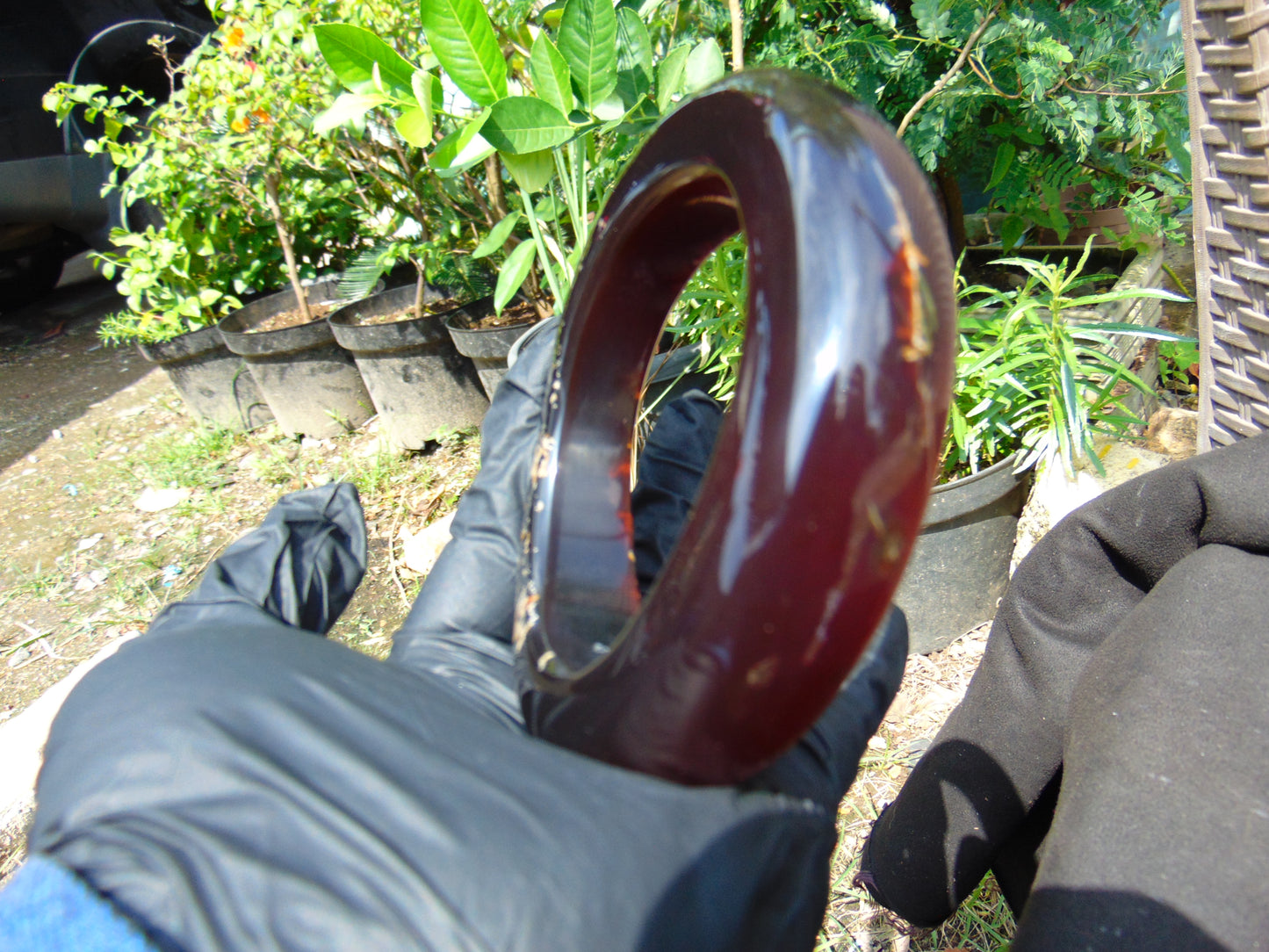79 gr Big Bangle in hole 67 mm Indonesian Red Amber for Healing AJ32