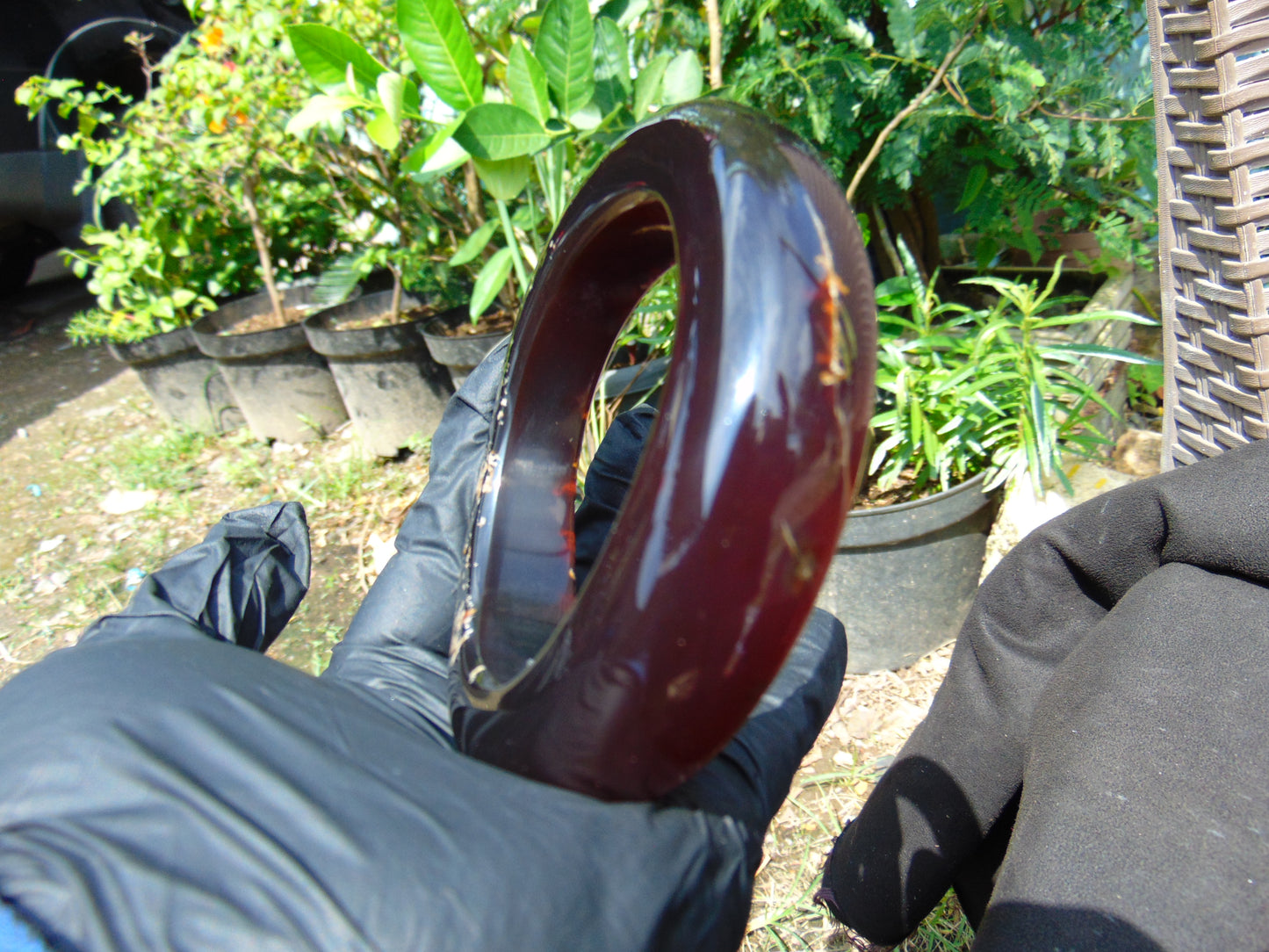 79 gr Big Bangle in hole 67 mm Indonesian Red Amber for Healing AJ32