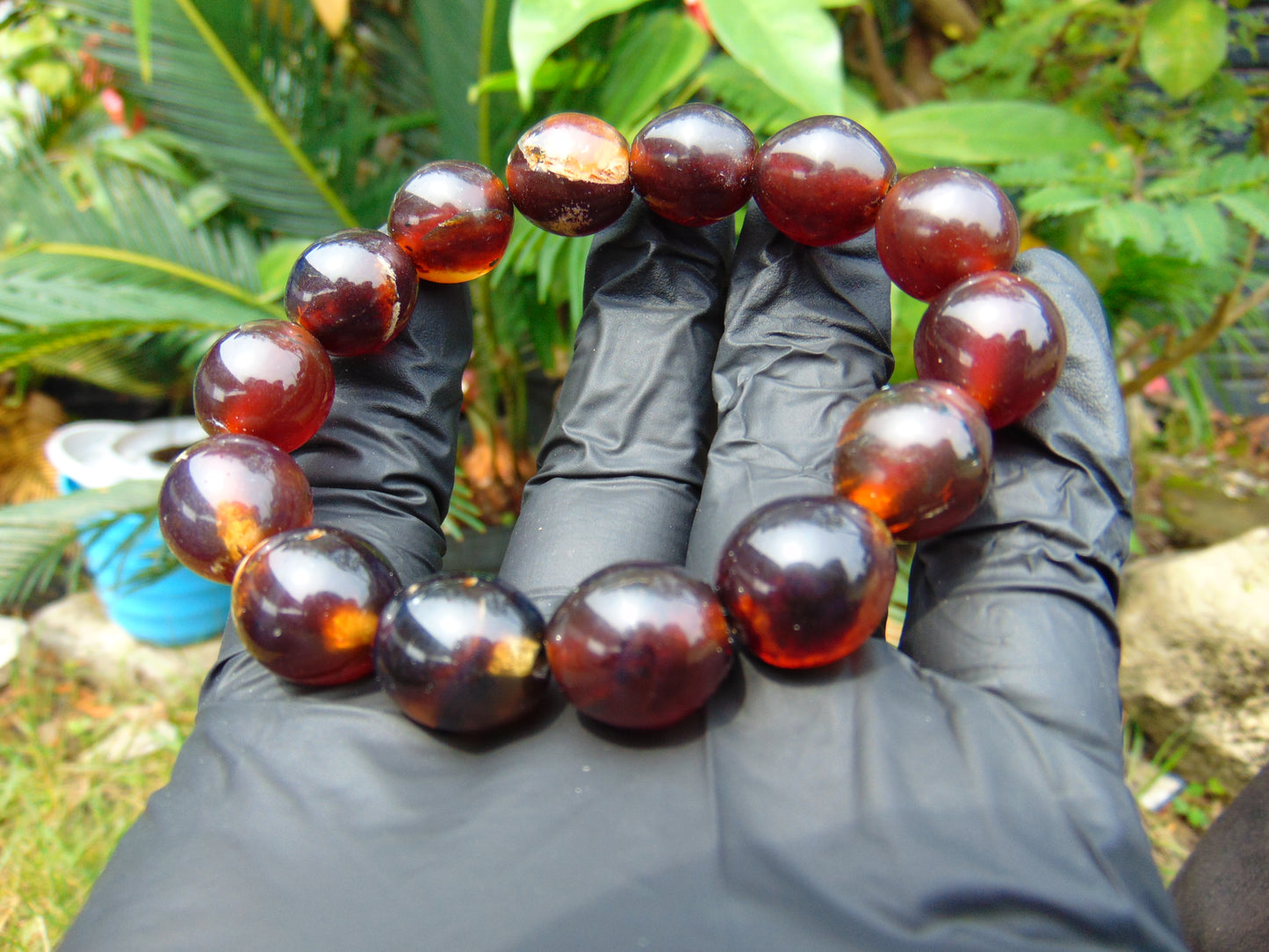22 gram 14 Beads Mala Bracelet Indonesian amber 13x16 mm for Healing A14G96