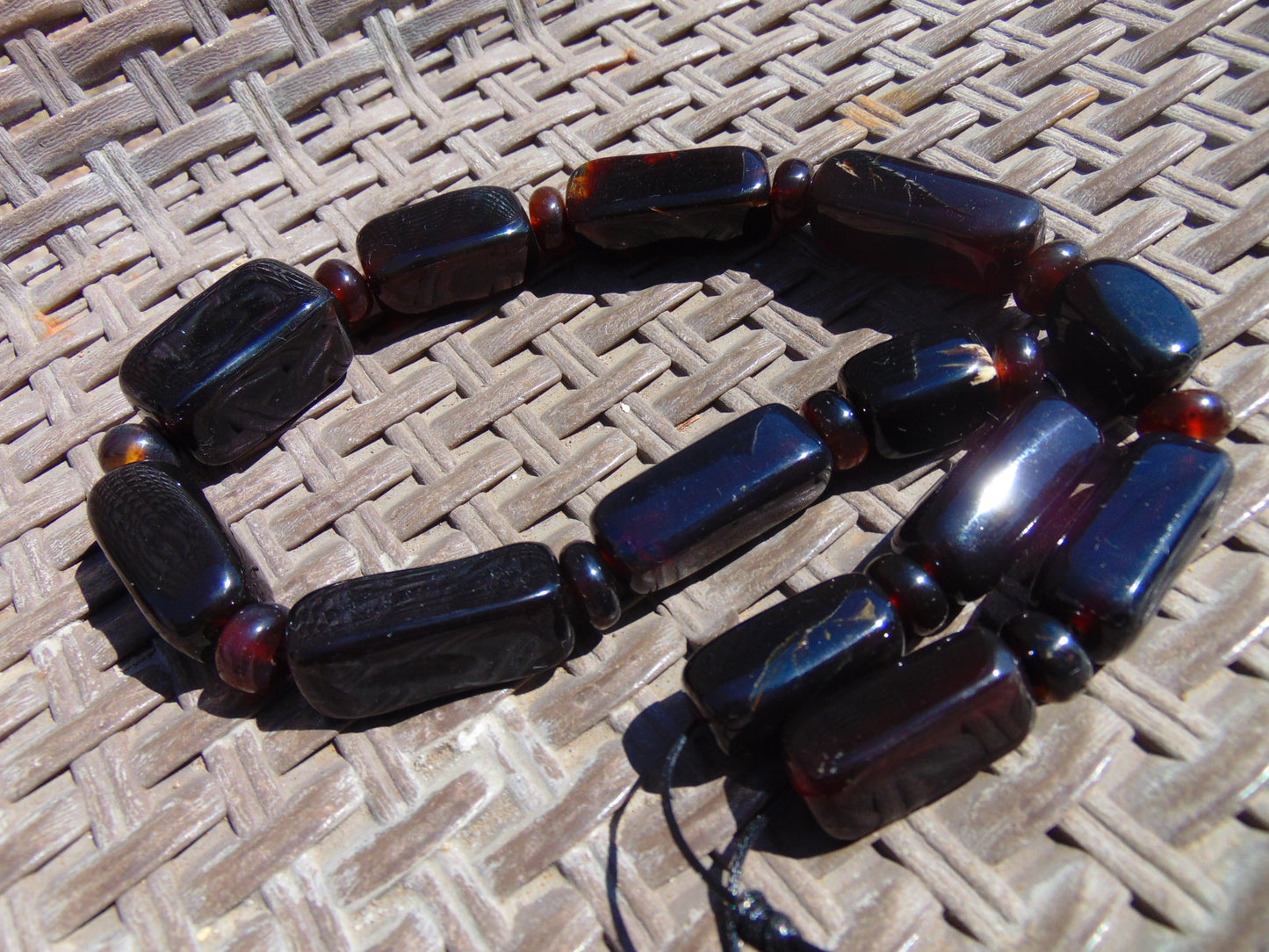 89 gr Small Necklace beads Indonesian Cherry Red Blue Amber for Healing 26NA15