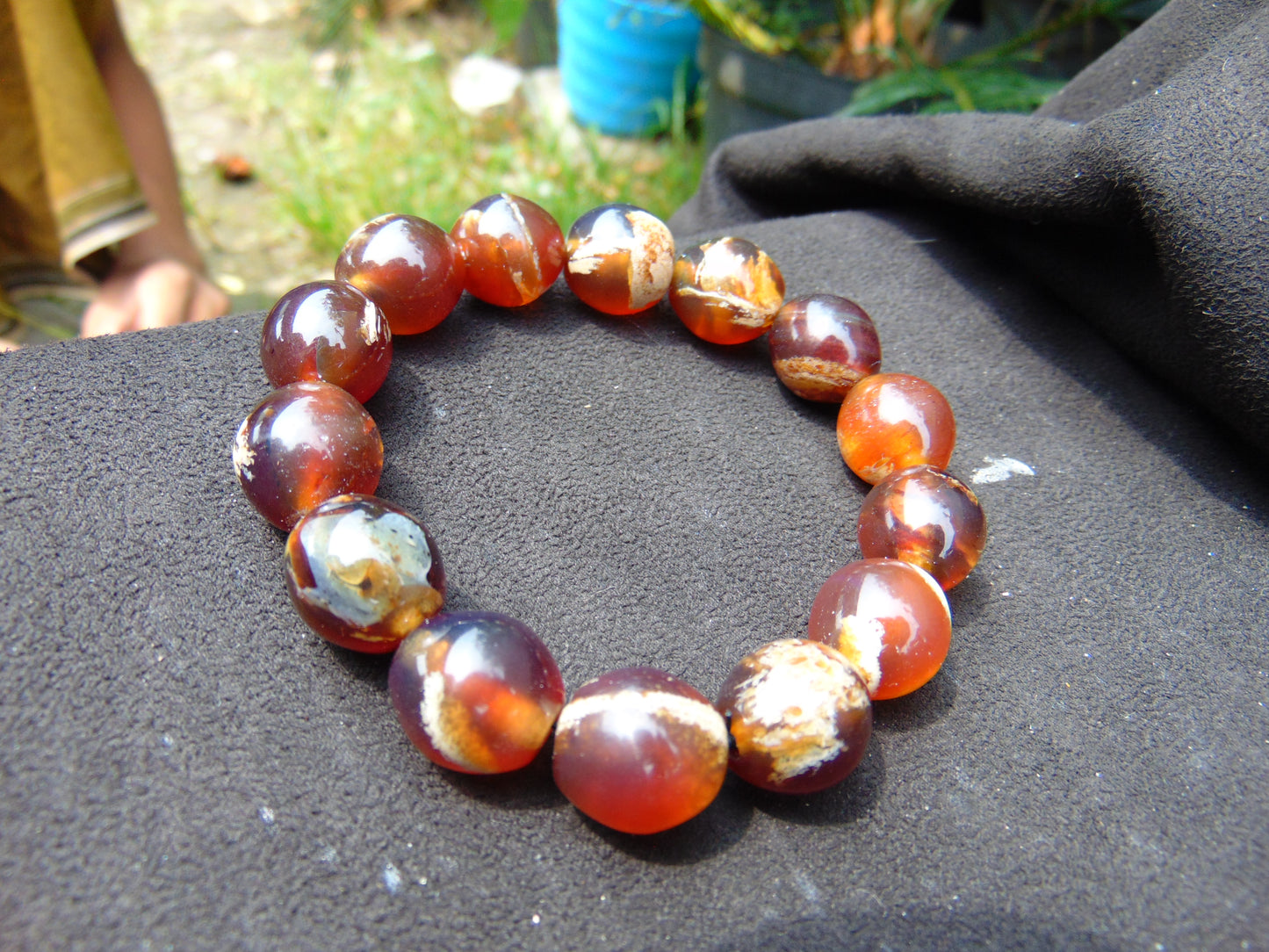 24 gram 14 Beads Mala Bracelet Indonesian amber 13x16 mm for Healing A14G108