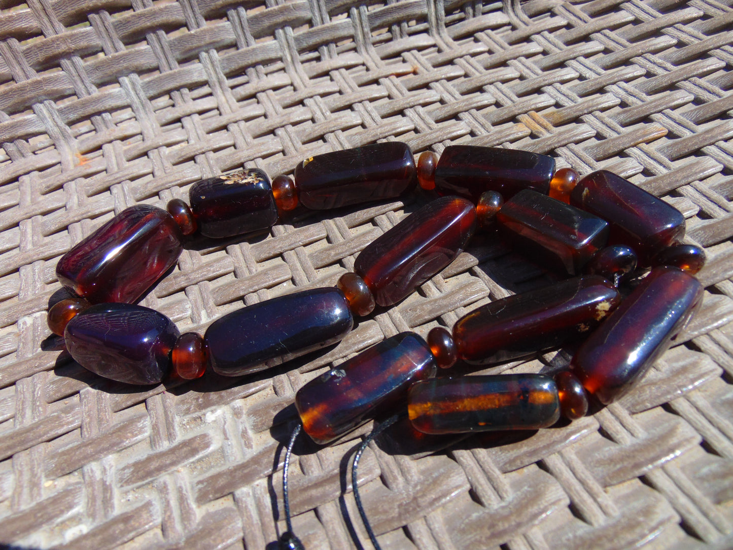 85 gr Small Necklace beads Indonesian Crystal Blue Red Amber for Healing 26NA14
