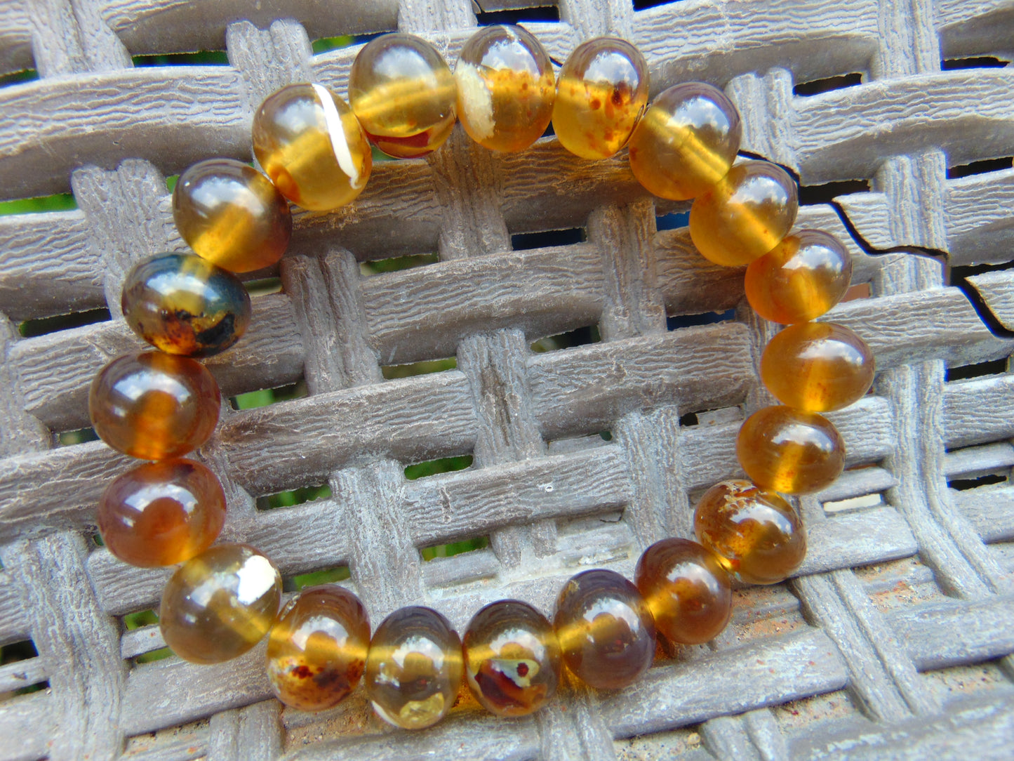 13  Gram Small Beads Bracelet Indonesian Yellow Blue Amber for Healing A20G303