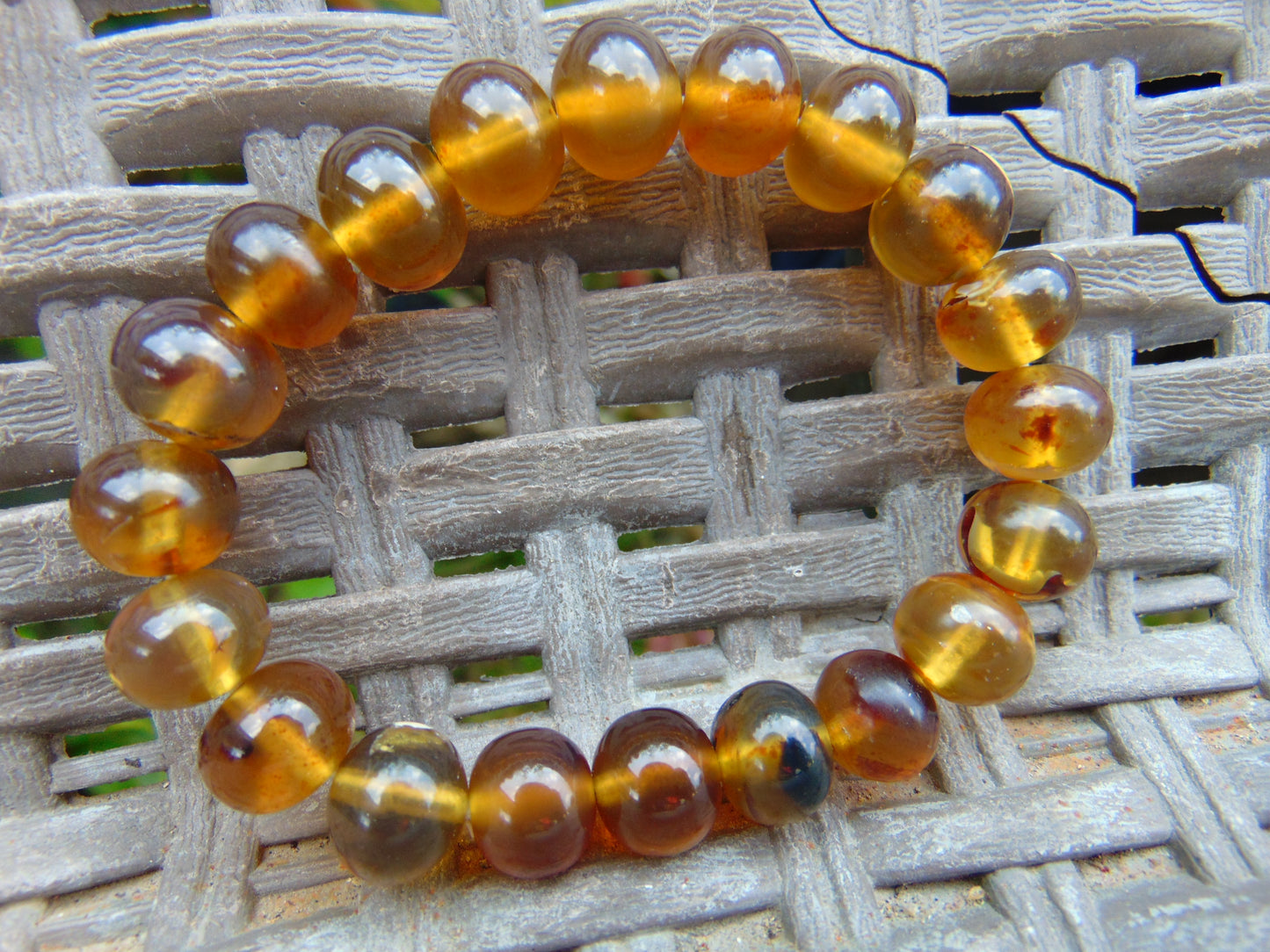 13  Gram Small Beads Bracelet Indonesian Yellow Blue Amber for Healing A20G303