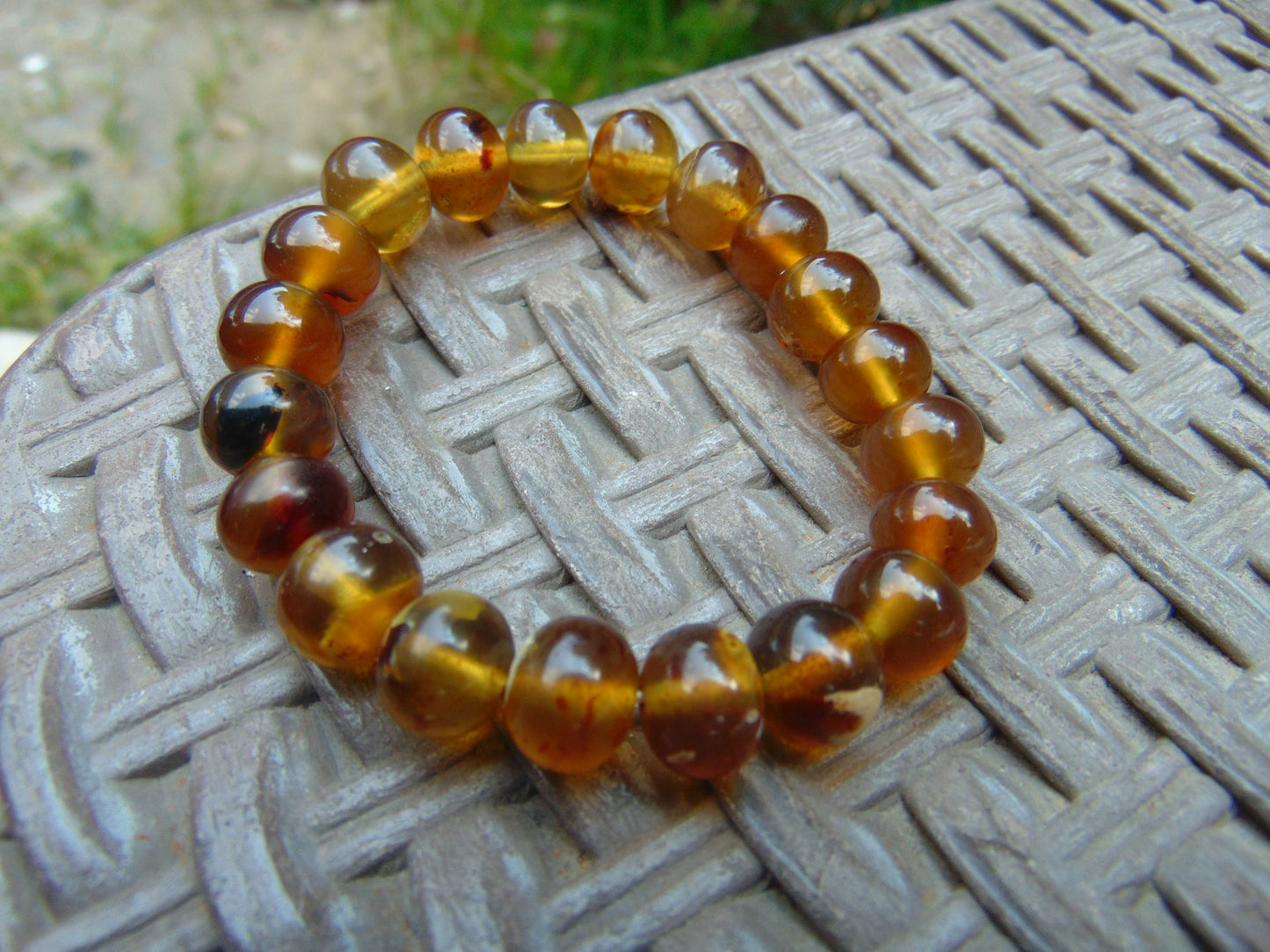 13  Gram Small Beads Bracelet Indonesian Yellow Blue Amber for Healing A20G303