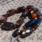 110 gr Small Necklace beads Indonesian Dark Blue Amber for Healing 26NA12